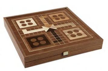 Manopoulos Luxury Ludo and Snakes in Walnut Replica Wood Case