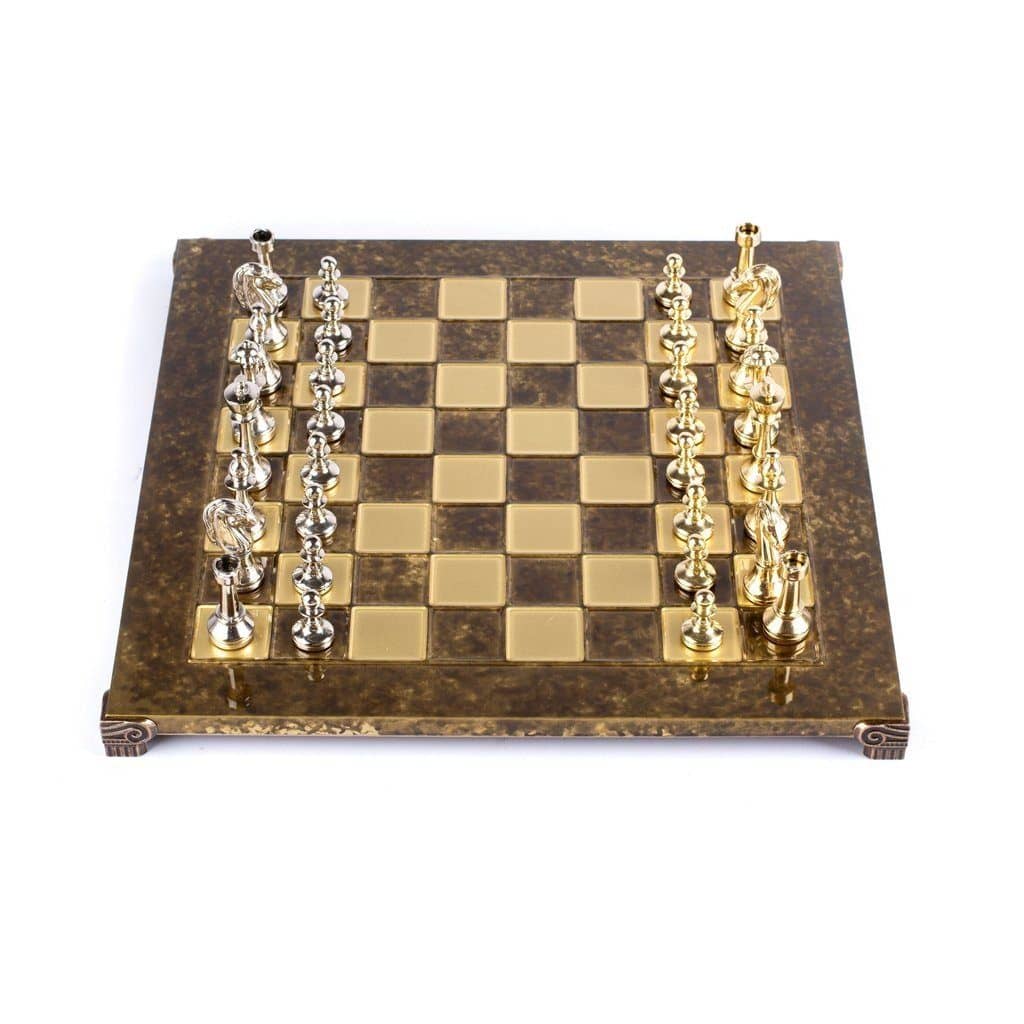 Metal Brass Staunton Chess Set, 36 x 36cm (Medium) - Manopoulos