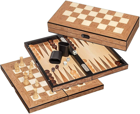 Chess, Checkers and Backgammon Set (Maple & Poplar Wood)