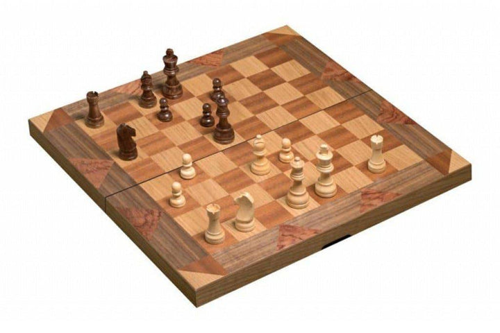 Chess, Checkers and Backgammon Set (Oak & Walnut Wood)