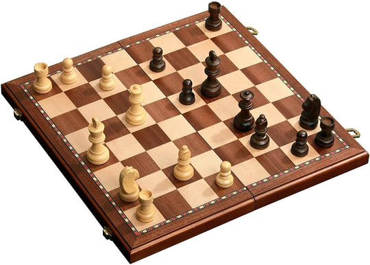 Chess, Checkers and Backgammon Set (Alder & Mahogany Wood)