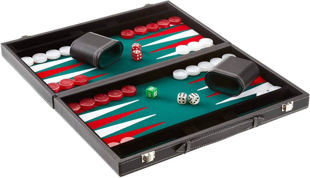 Leatherette Backgammon Set (Medium, Green)
