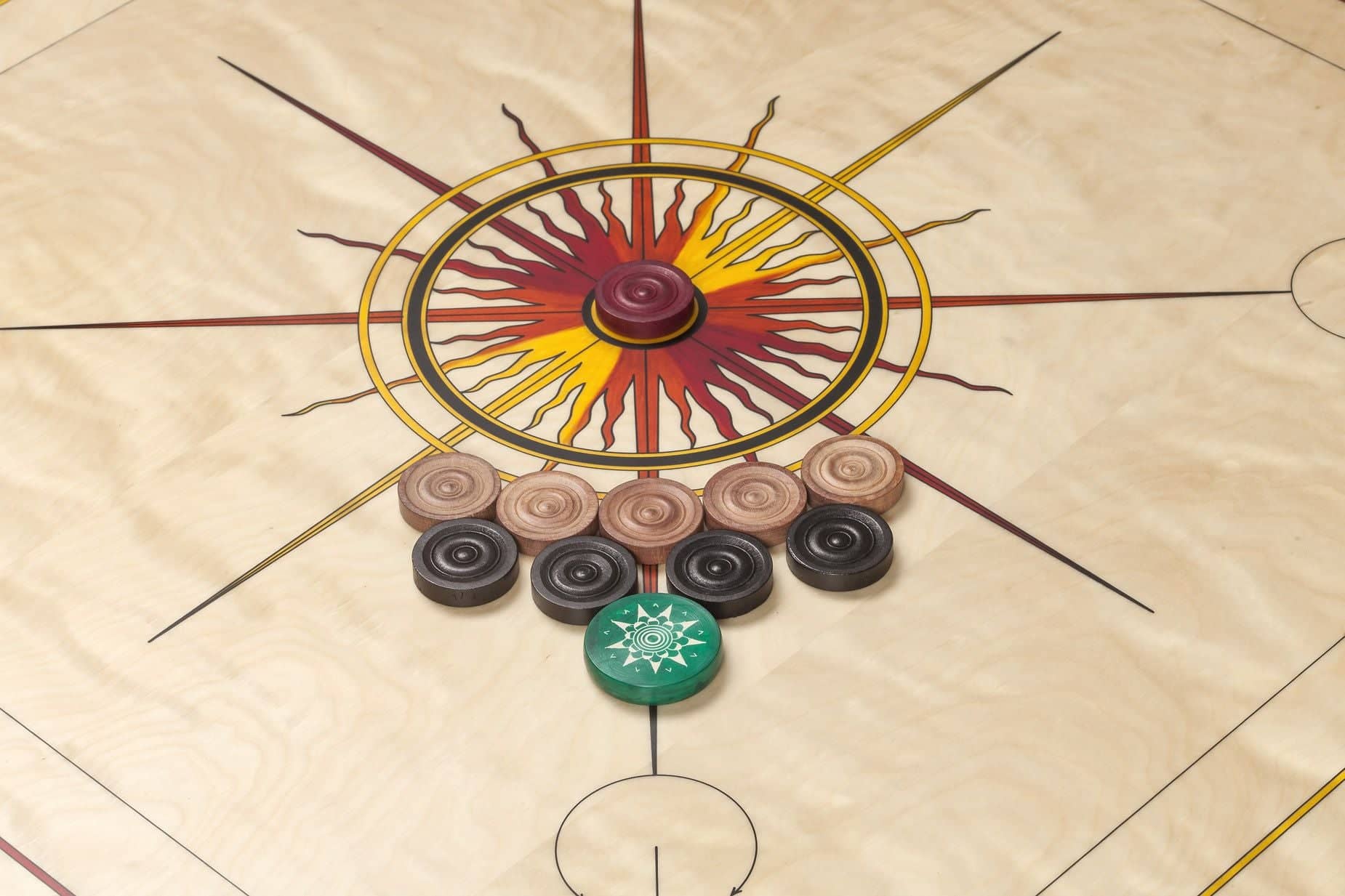 Atelier Radscha Luxury Carrom Board with Hand-Painted Sun Design ...