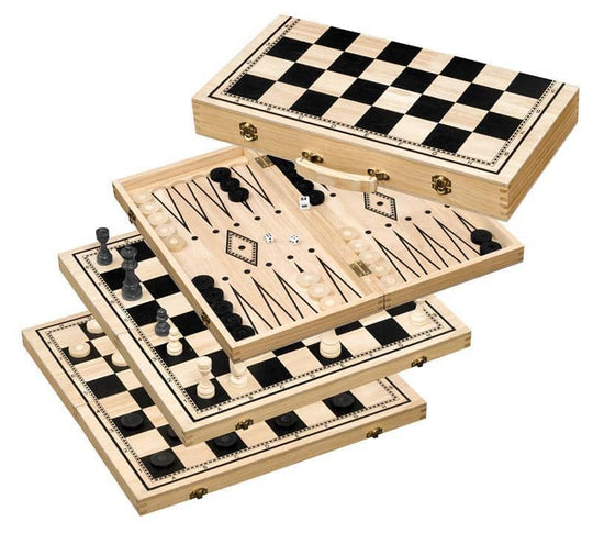 Chess, Checkers And Backgammon Set, Field 50mm