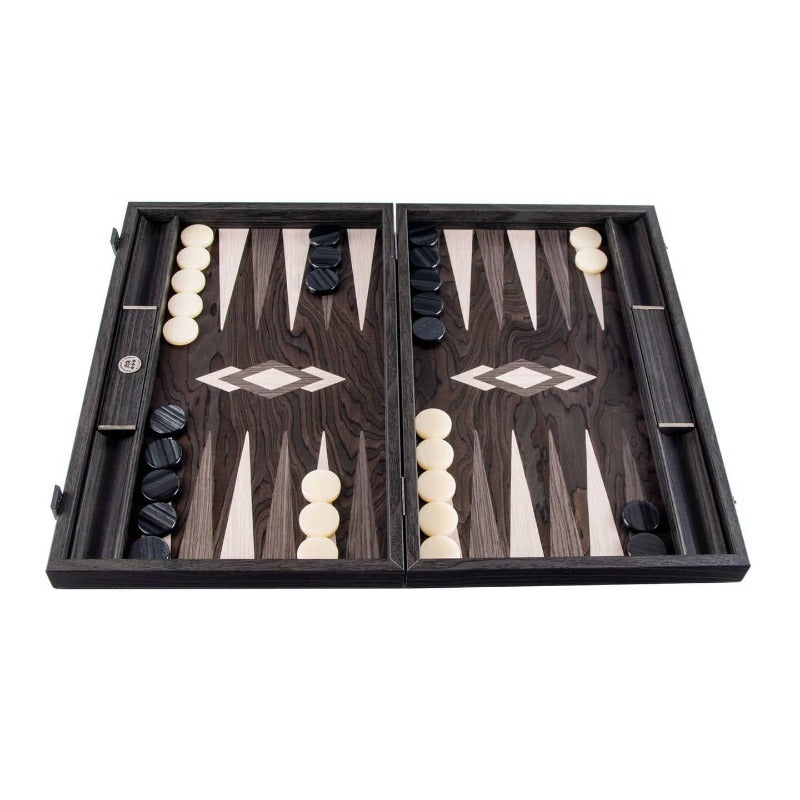 Manopoulos Ebony Burl Backgammon (Large)