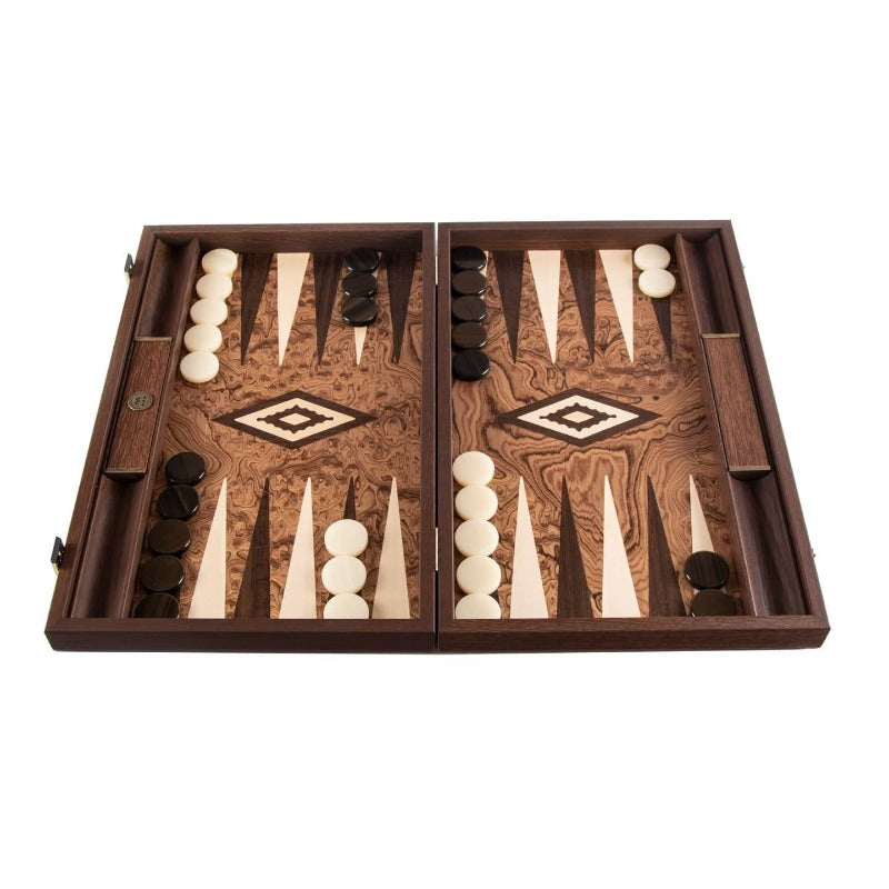 Manopoulos Walnut Burl Backgammon (Large)