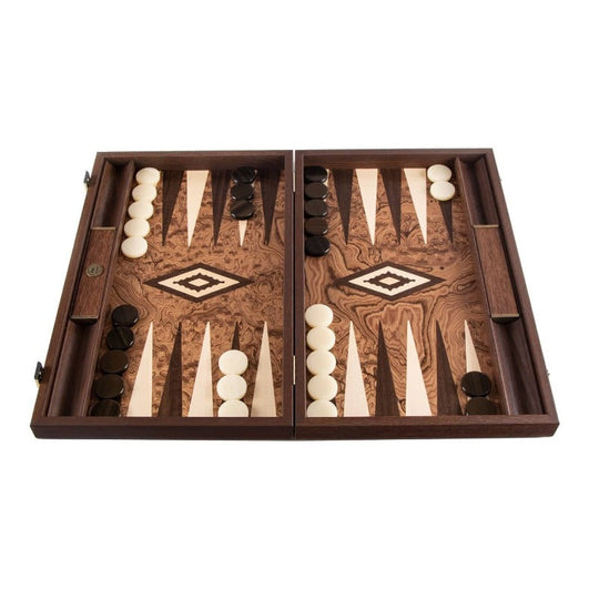 Manopoulos Walnut Burl Backgammon (Large)