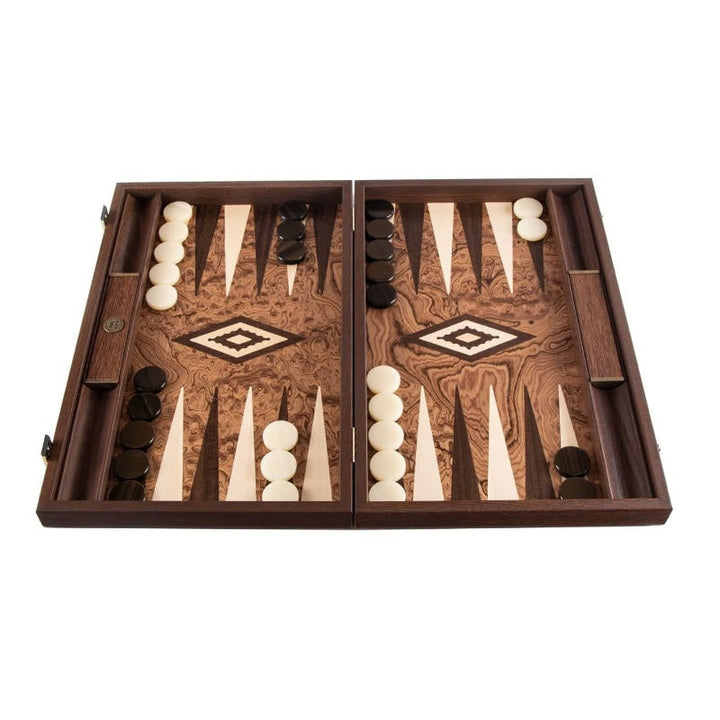 Manopoulos Walnut Burl Backgammon (Large)