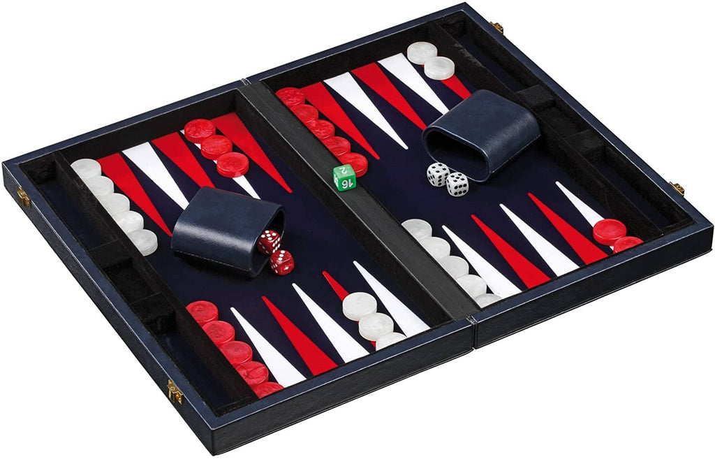 Leatherette Backgammon Set (Medium, Blue)