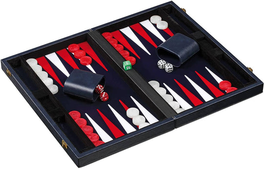Leatherette Backgammon Set (Medium, Blue)